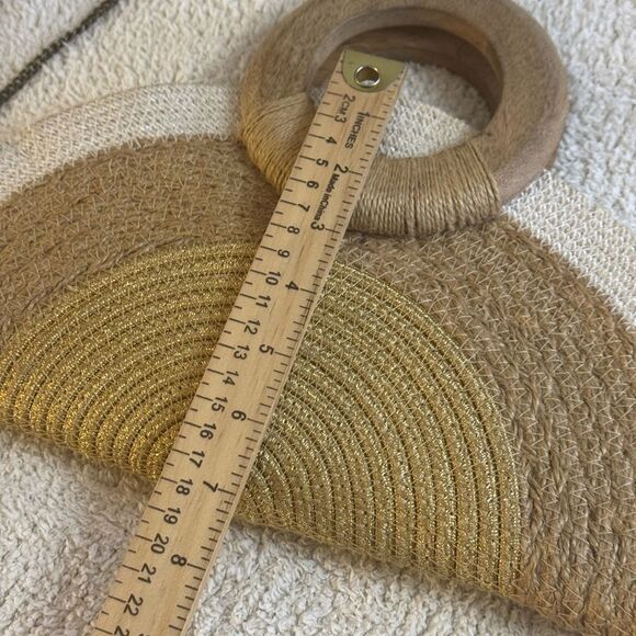 Antik Kraft Clutch Raffia Natural Multi Woven Wooden Handle Cabo resort Wear - Picture 3 of 15